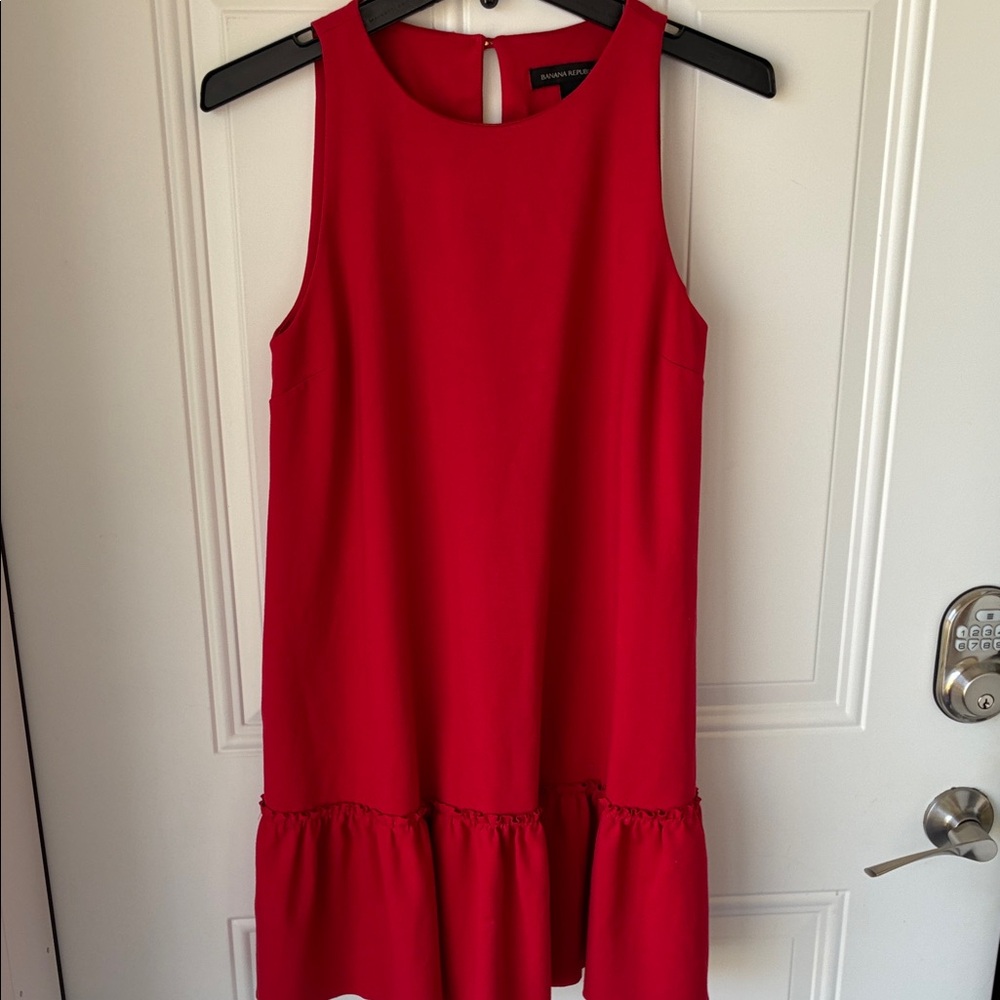 Banana Republic Red Sleeveless Ruffle-Hem Mini Dress